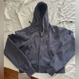 Blue/Gray Zip-Up cropped Hoodie brandy Melville